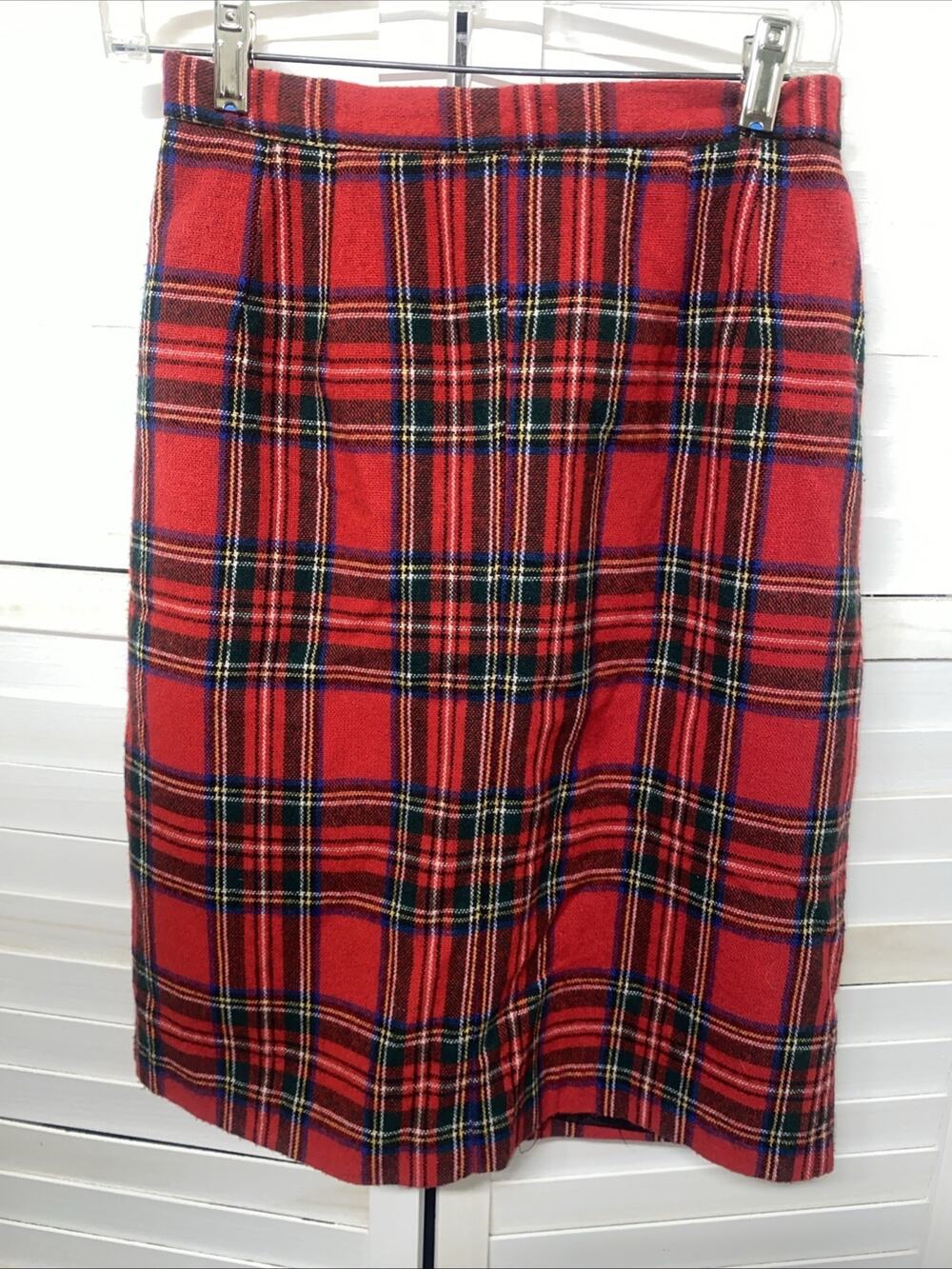 VTG Michele Skirt Women’s Red Plaid Wool Blend Lined Preppy USA Union Sz 8 Med